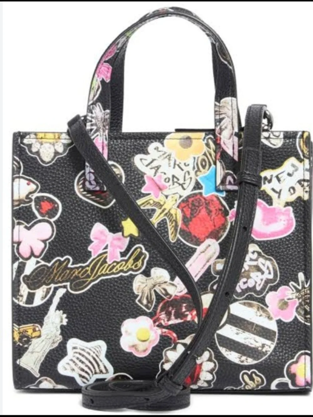 Marc Jacobs  Black Floral Sticker Print Tote